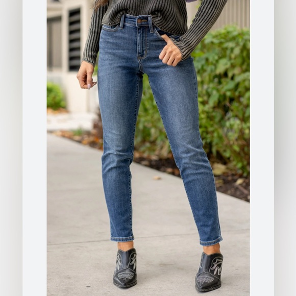 Judy Blue Denim - Judy Blue Relaxed Fit Straight Leg Jeans Women 31 Dark Blue Stretch JB82103